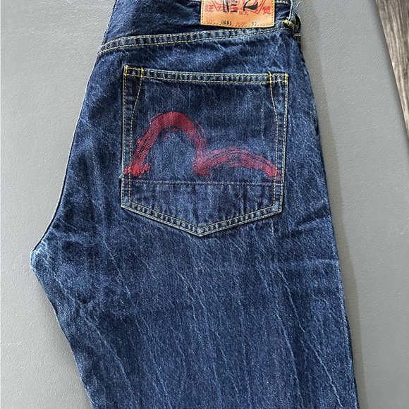 Evisu Jeans - Authentic Japanese Denim - Red & White Daicock Design - Picture 3 of 4